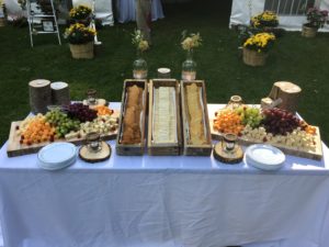 Cheese, Fruit, and Cracker wedding catering display