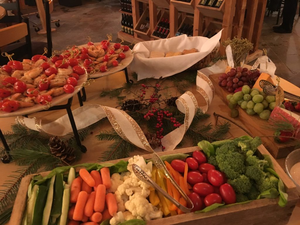 cheese, vegetable, dip display for fresh tracks winery event